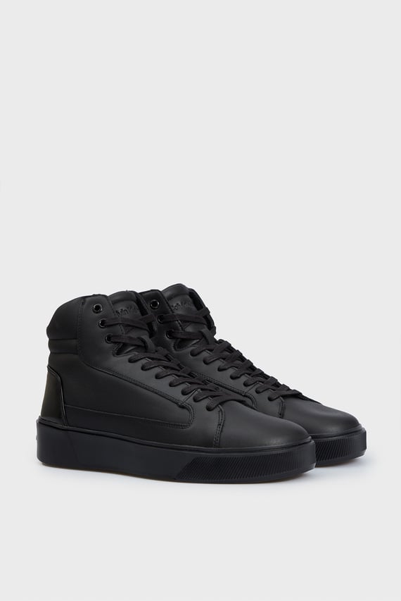 Мужские черные кожаные хайтопы HIGH TOP LACE UP INV STITCH