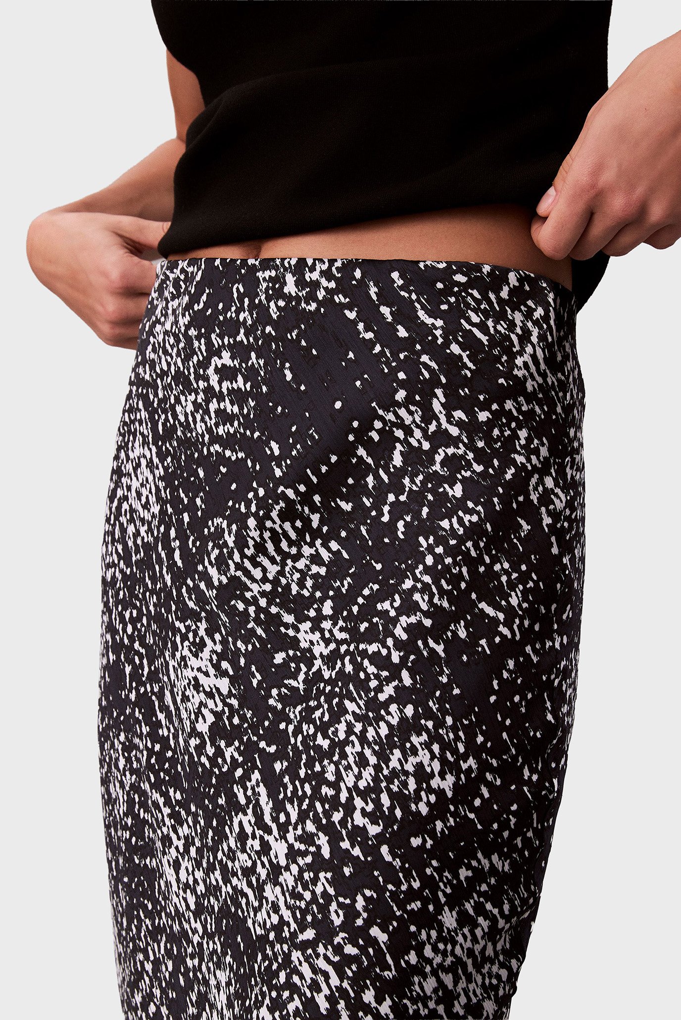 Юбка/Textured Satin Print Midi Skirt 5