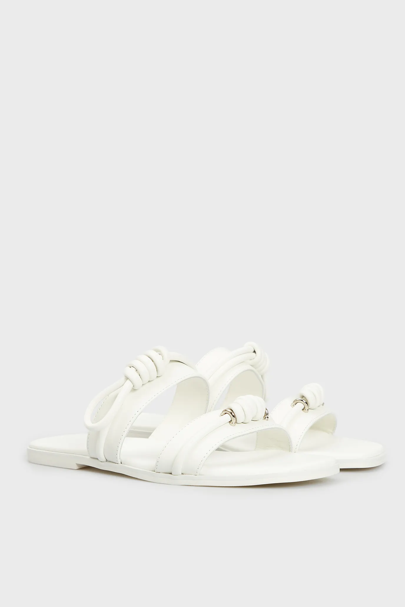 Женские белые кожаные слайдеры Luana 7