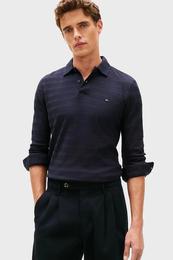 Поло с длинным рукавом LS HERRINGBONE REG POLO Tommy Hilfiger