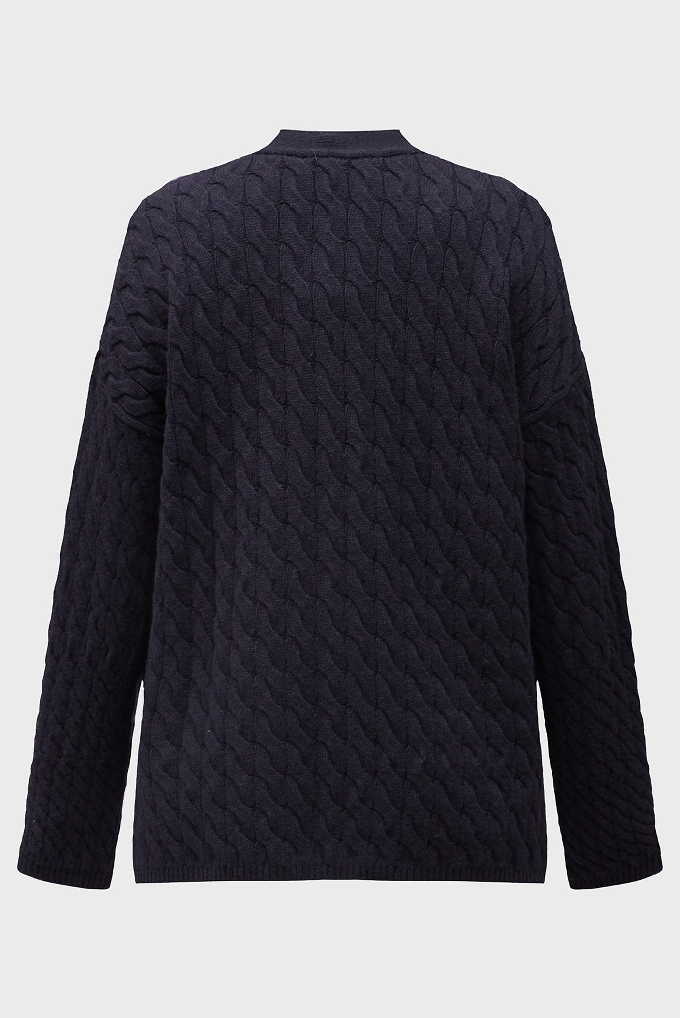 Женский темно-синий шерстяной кардиган WOOL BLEND CABLE V-NK 2