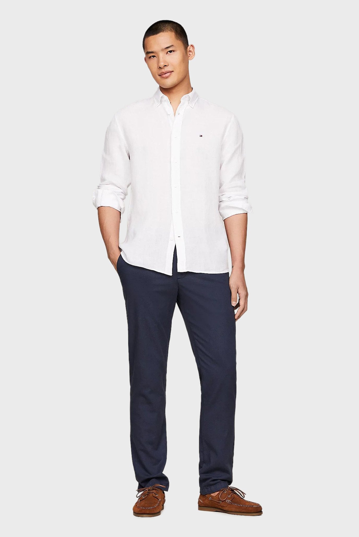 Мужская белая льняная рубашка PIGMENT DYED LI SOLID RF 2