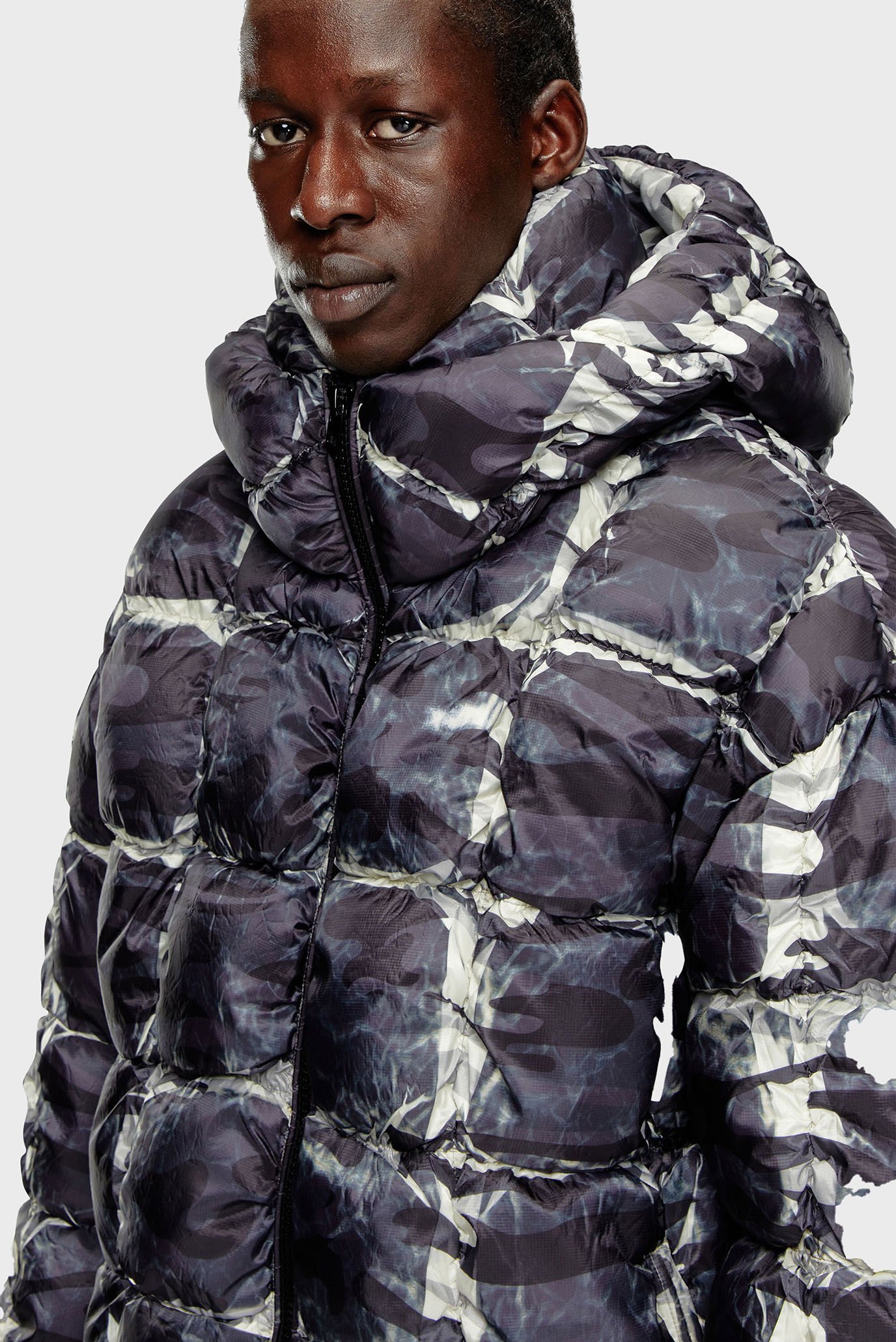 Мужская темно-синяя куртка с узором W-CLAUS-CAMU 4