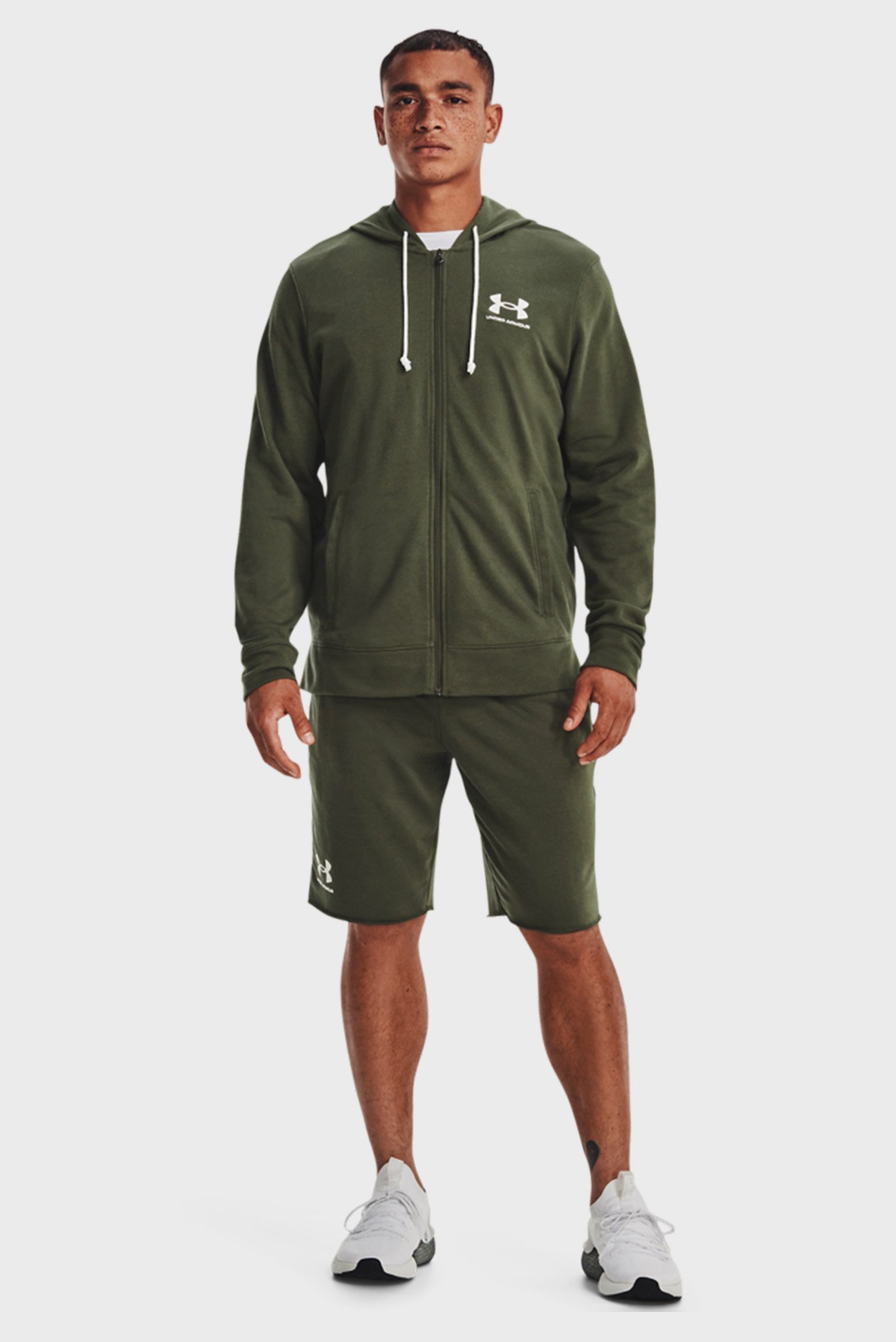 Мужское зеленое худи UA Rival Terry LC FZUnder Armour Мужское зеленое худи UA Rival Terry LC FZ 2