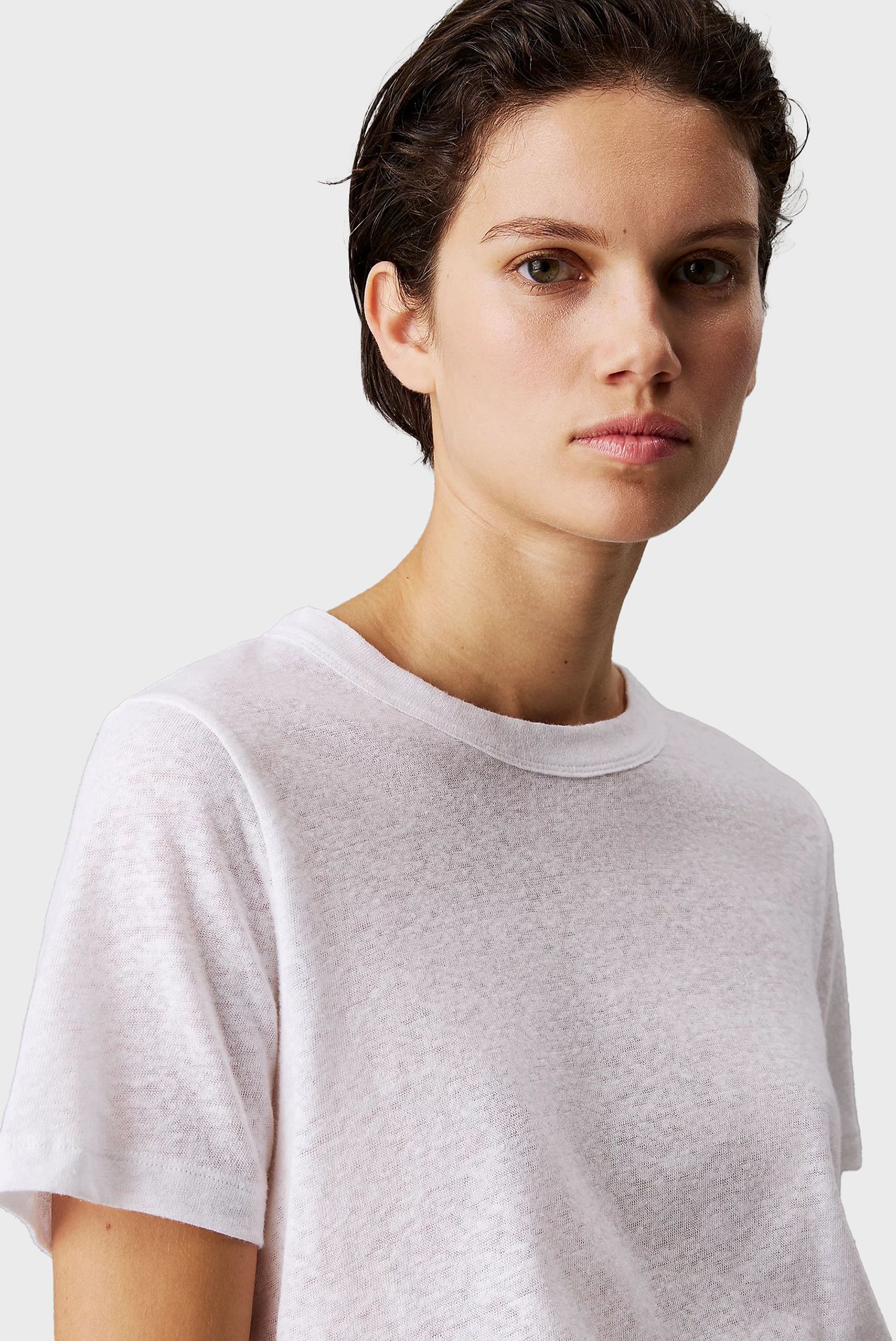 Женская белая льняная футболка LINEN JERSEY RELAXED TEE 4