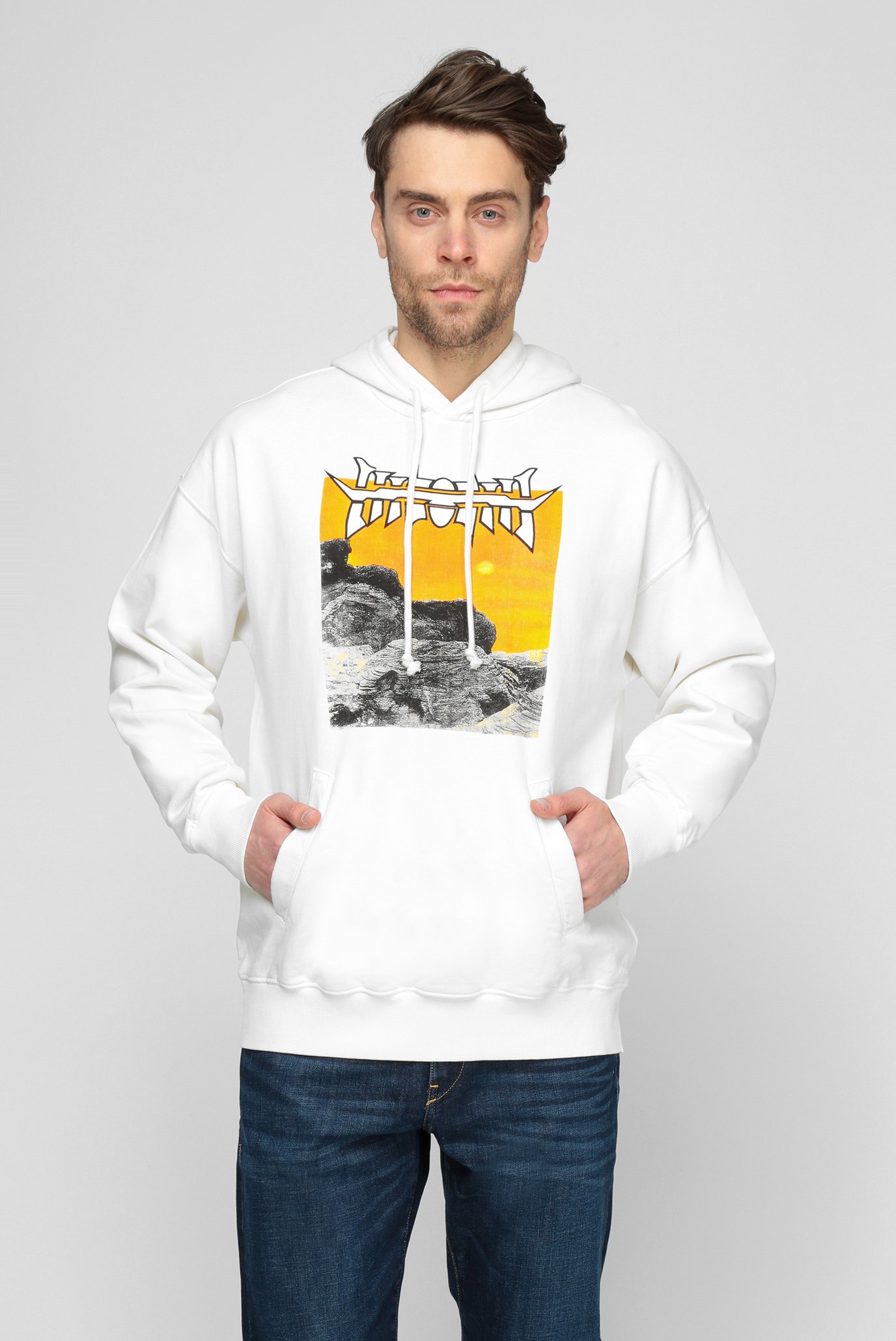 Мужское белое худи S-UMMERWELT-C2 8