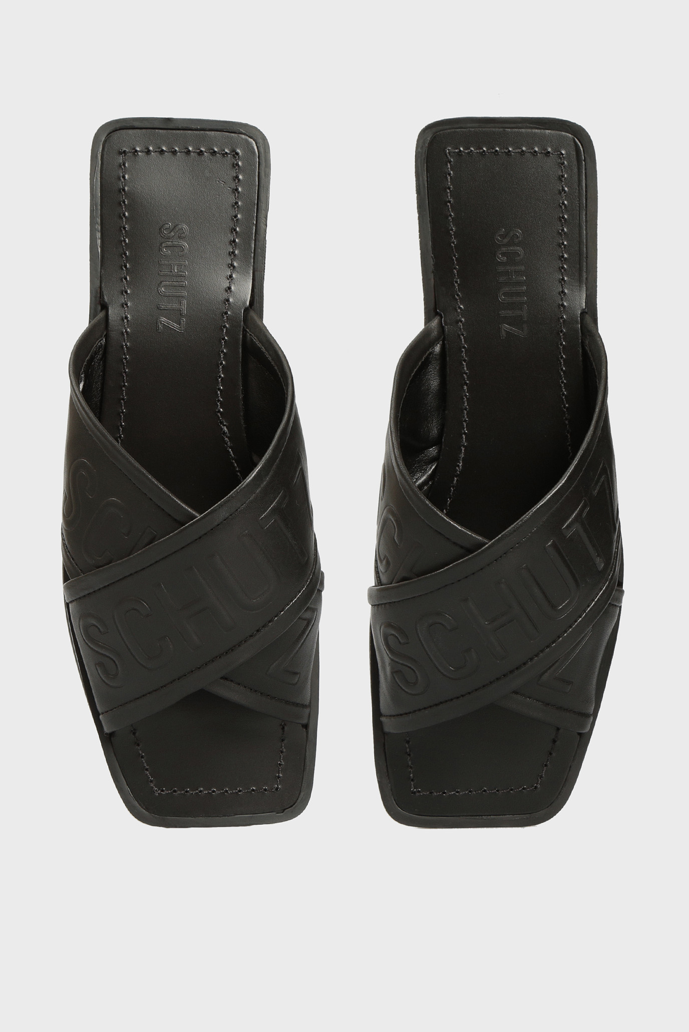 Женские черные кожаные слайдеры 9