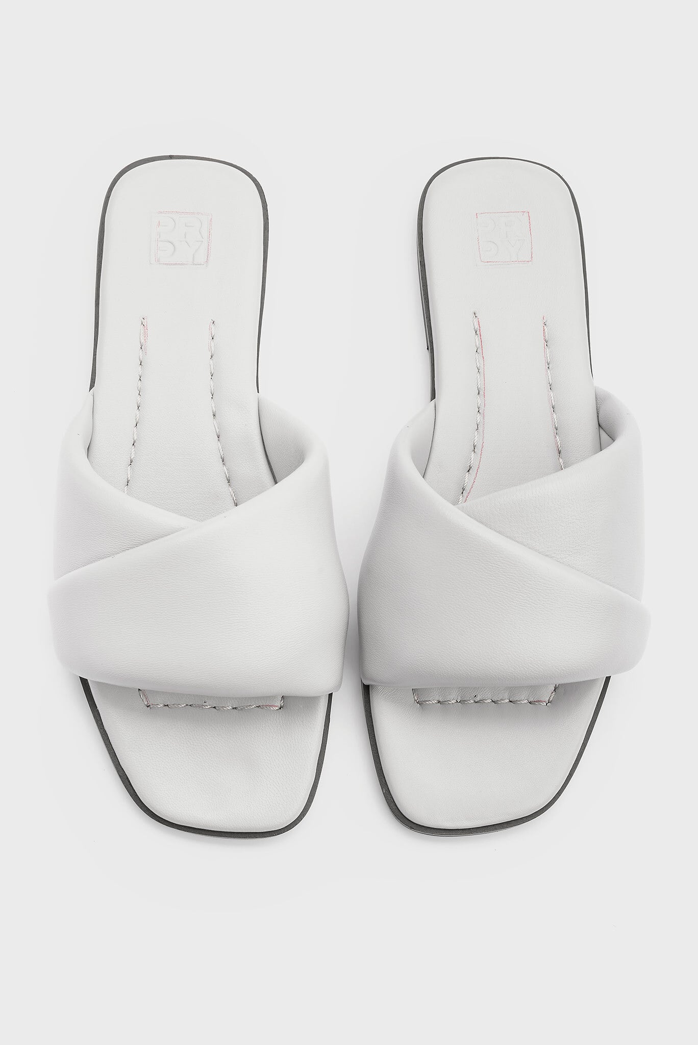 Женские серые кожаные слайдеры Vesna 2