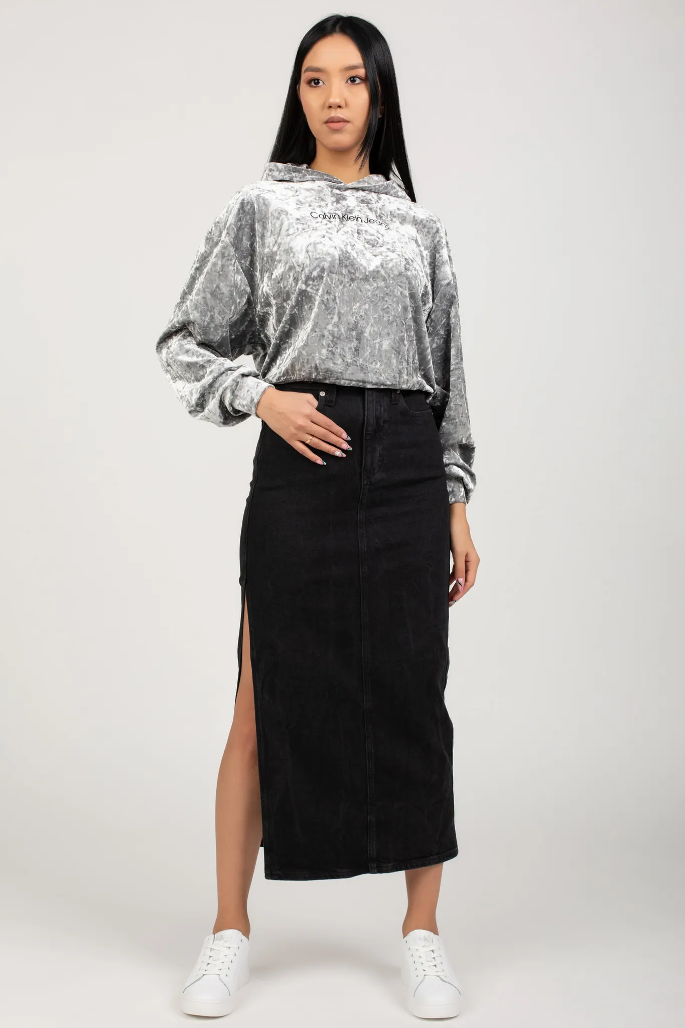 Женская черная джинсовая юбка 5