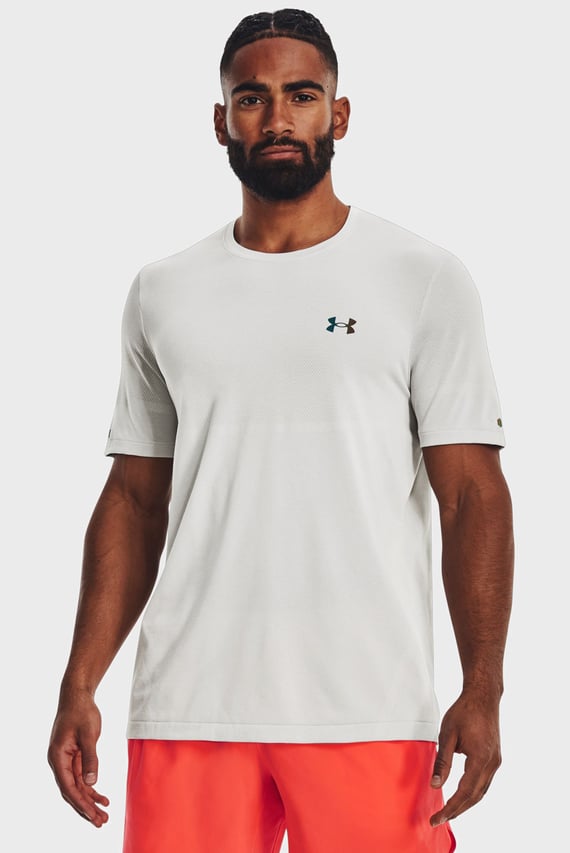 Мужская белая футболка UA Rush Seamless Legacy SS Under Armour Мужская белая футболка UA Rush Seamless Legacy SS Under Armour