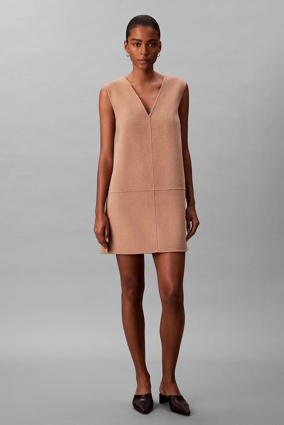 Платье Doubleface V Neck Mini Shift Dre Calvin Klein