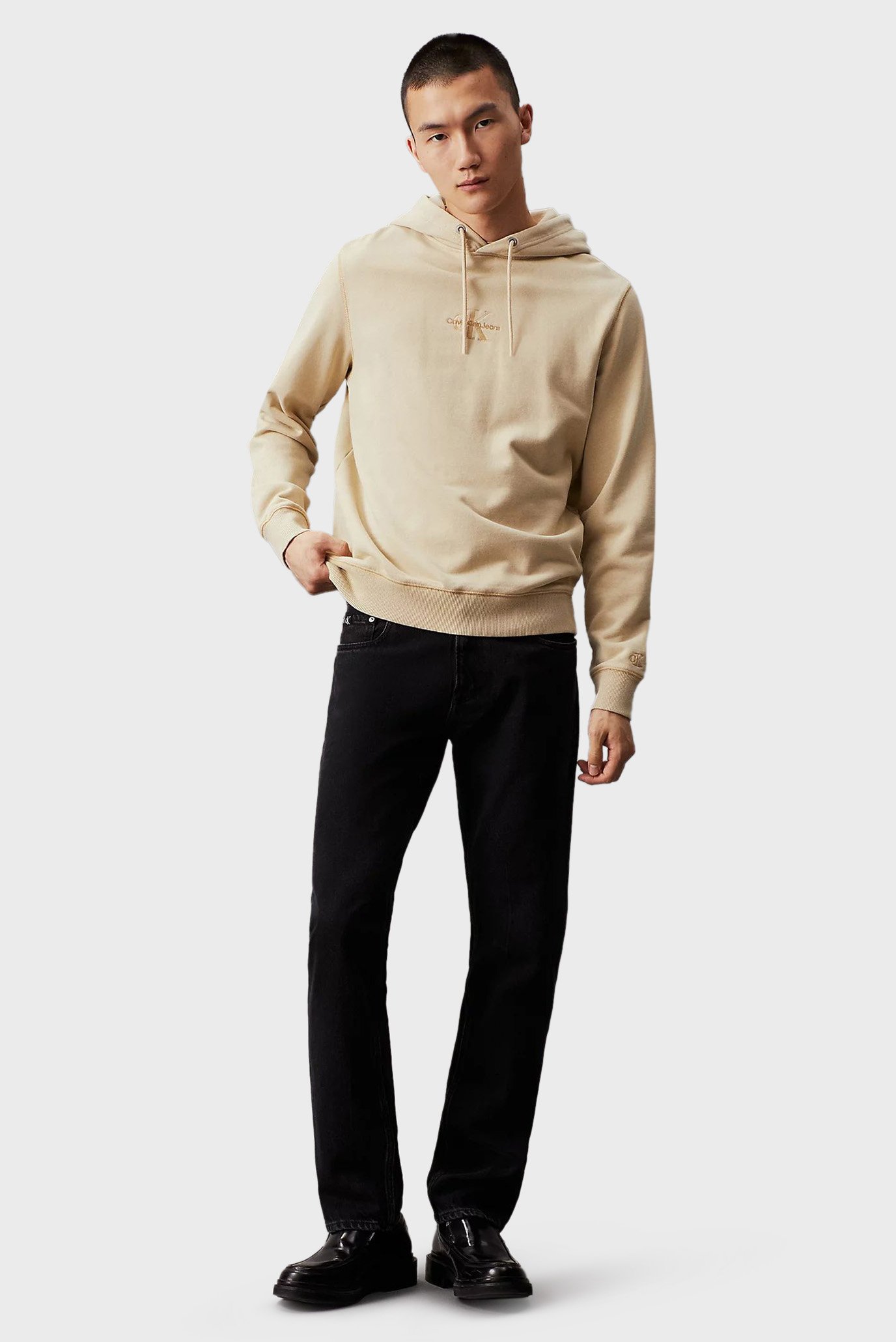 Мужское бежевое худи WASHED MONOLOGO HOODIE 4