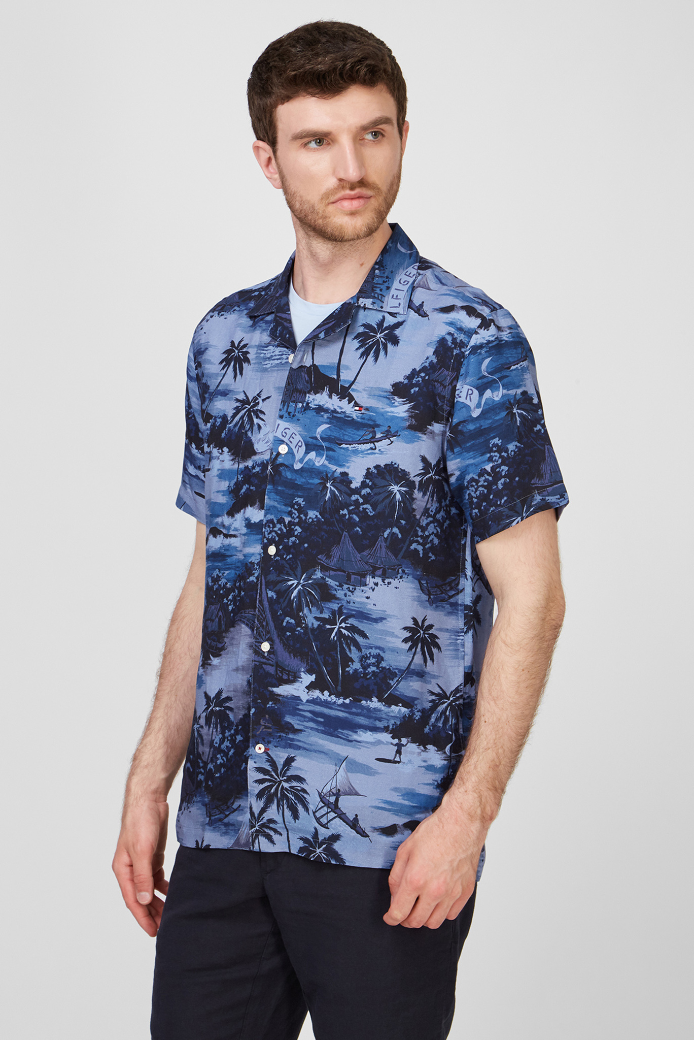 Мужская синяя рубашка HAWAIIAN 3