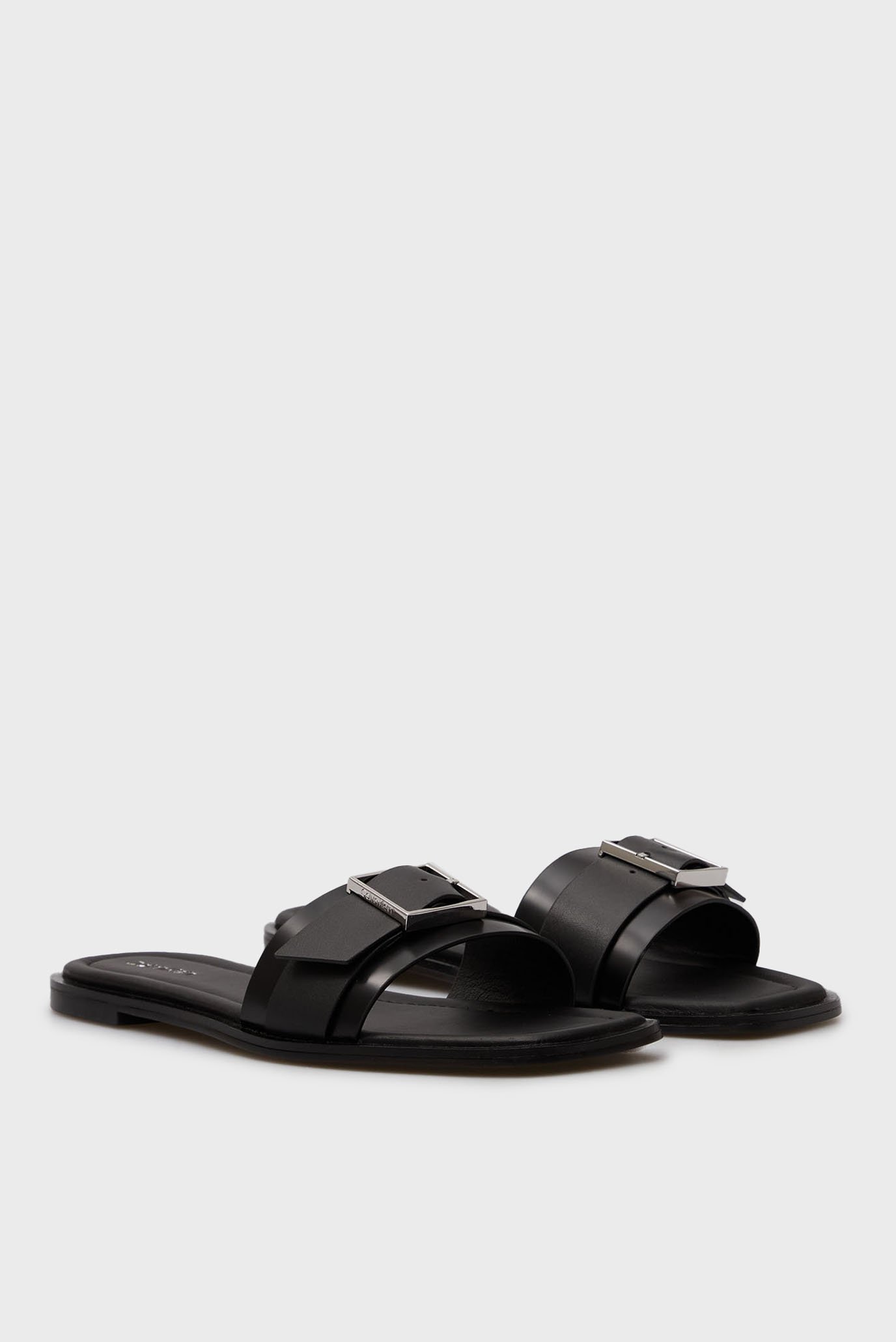 Женские черные кожаные слайдеры FLAT SLIDECalvin Klein Женские черные кожаные слайдеры FLAT SLIDE 3