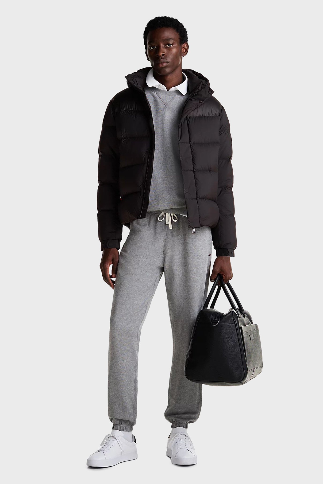 Мужской черный пуховик MIX DOWN HOODED PUFFER JACKET 2