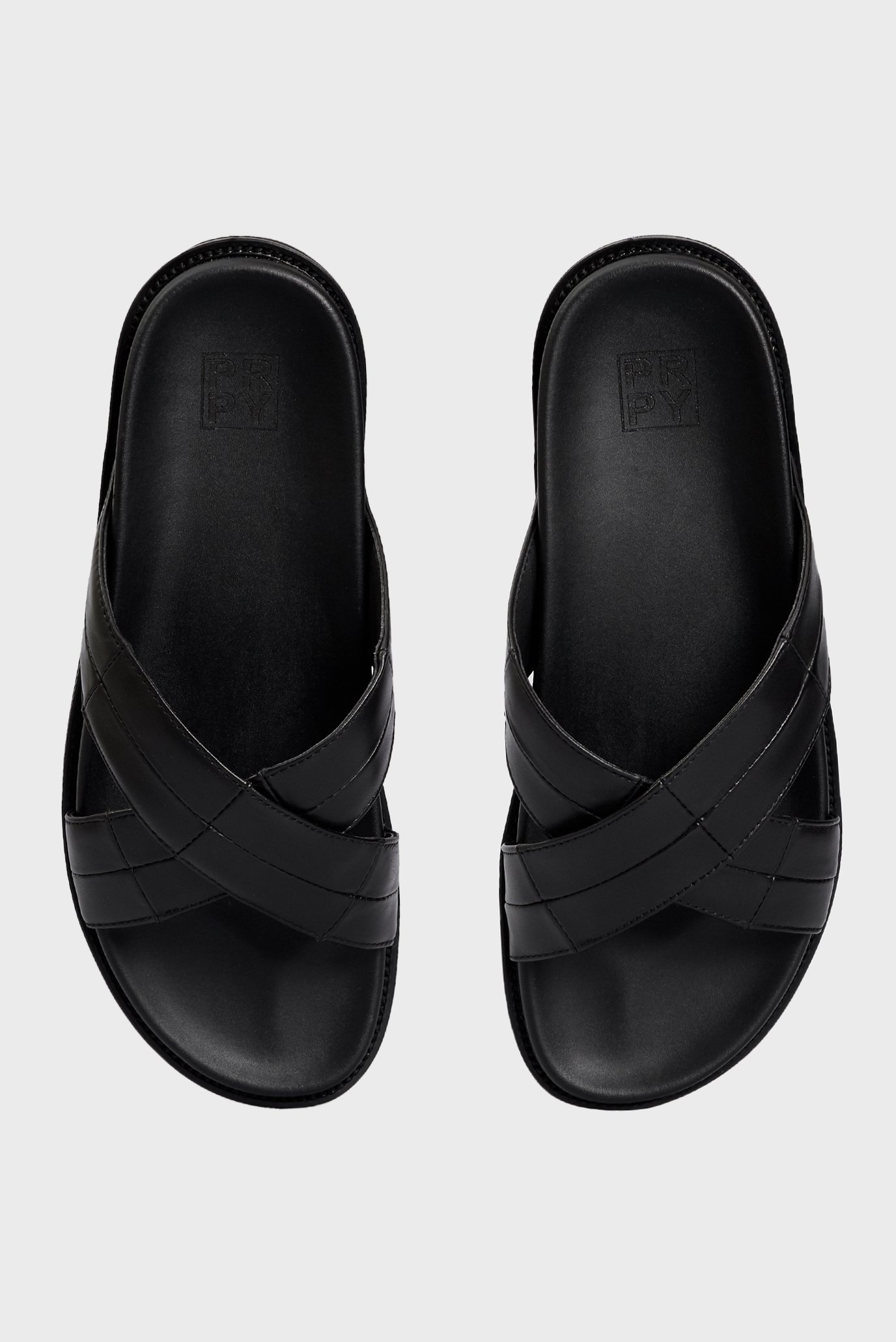 Мужские черные кожаные слайдеры 4