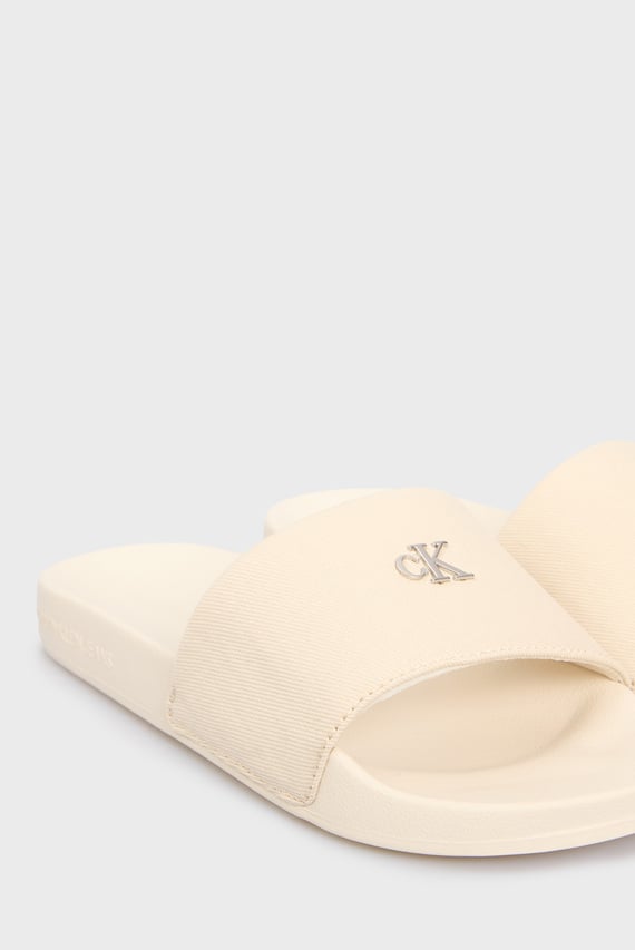 Женские бежевые слайдеры MONOGRAM HARDWARE