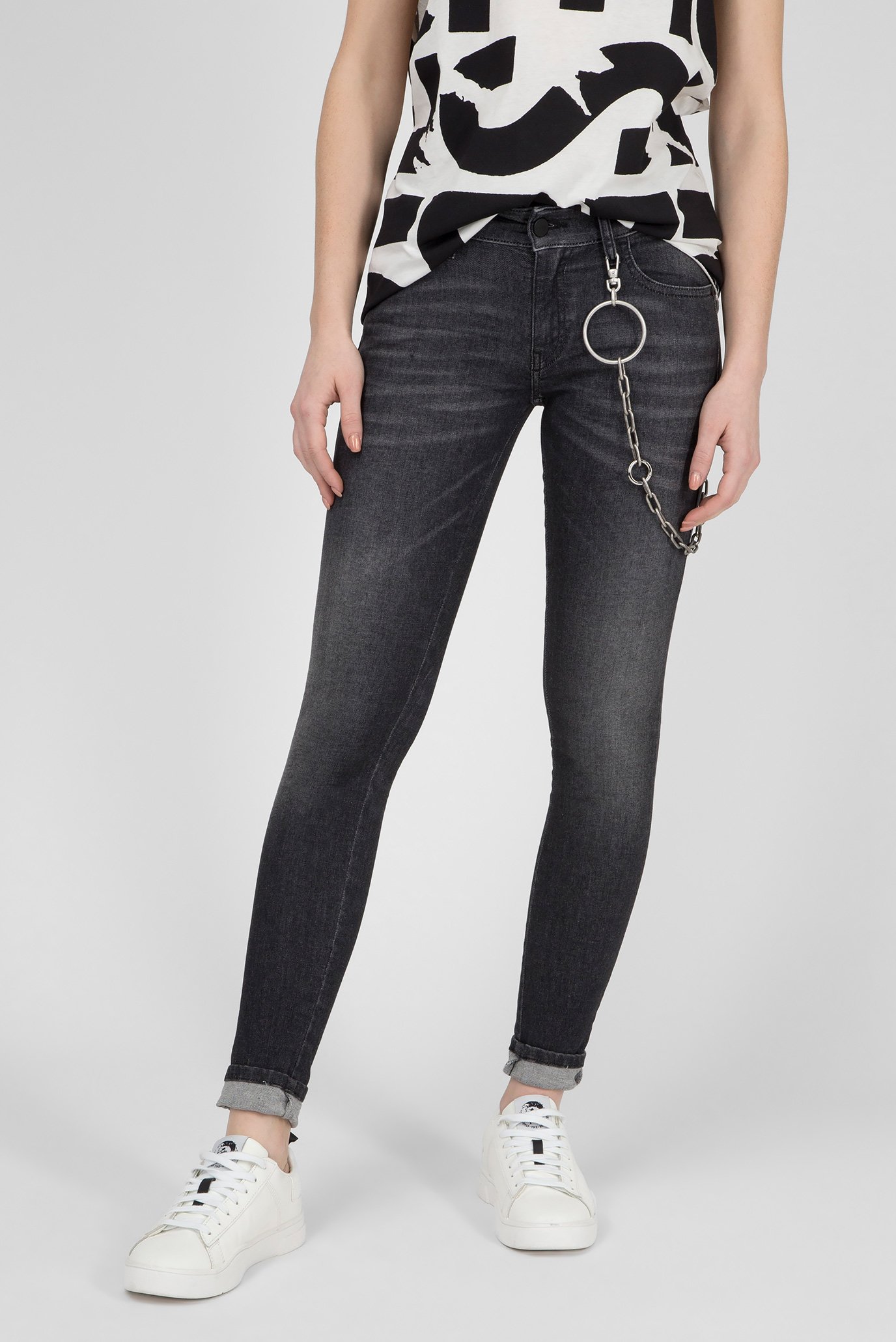 Женские темно-серые джинсы SLANDY-LOW 1