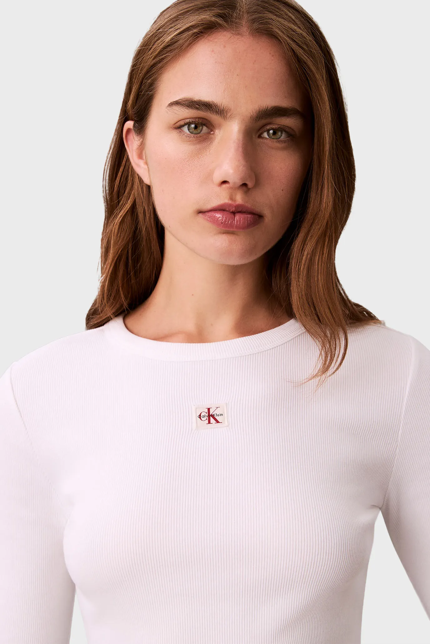 Лонгслив LS WOVEN LABEL 2X2 RIB CREW TOP 2