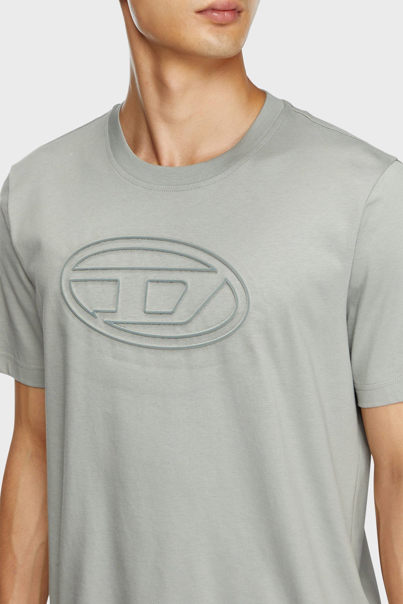 DIESEL A17402 0NJBM 100 T-ADJUST-BIGOVAL Tシャツ Men's T-shirt with embossed Oval D | White | Diesel