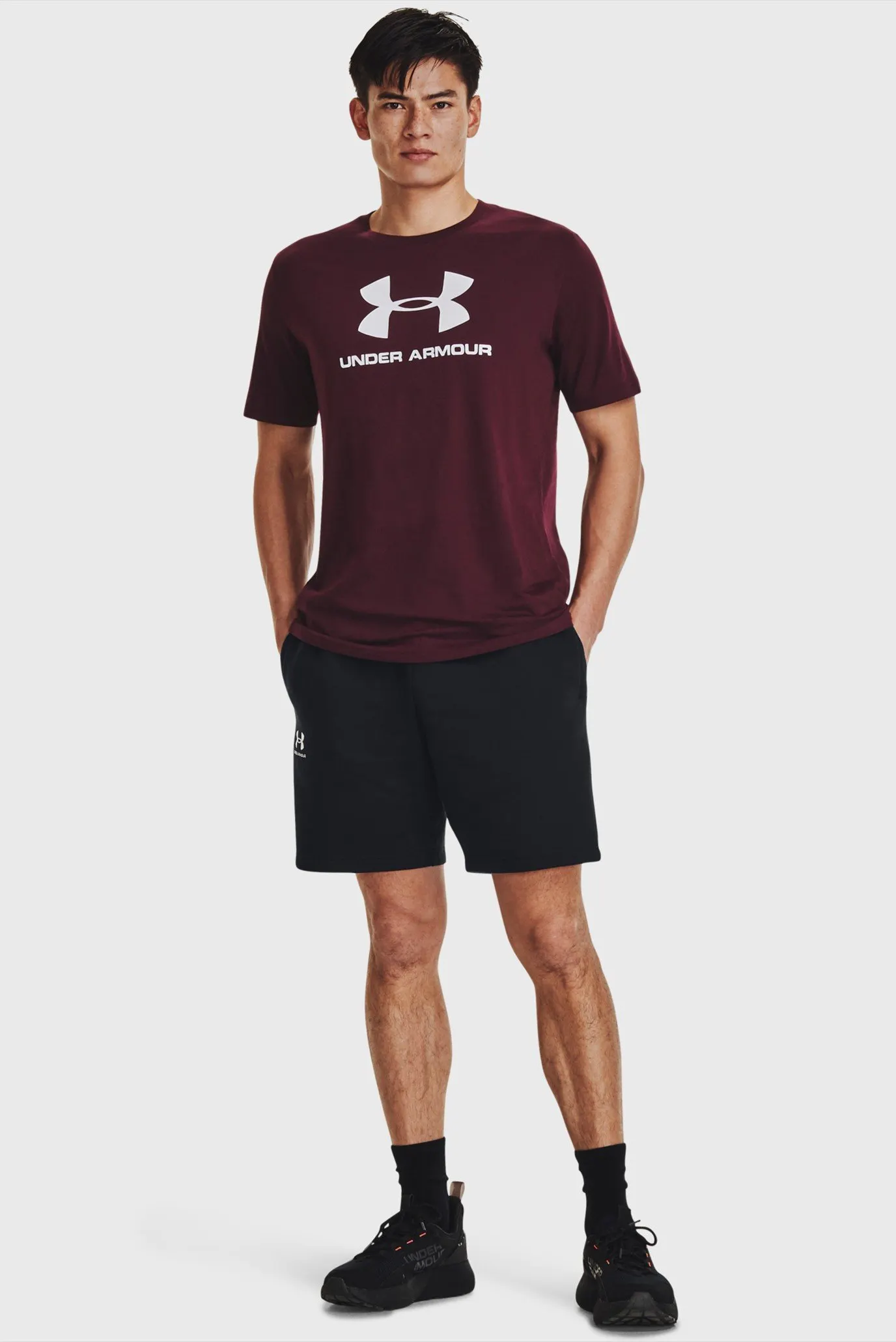 Мужская бордовая футболка UA SPORTSTYLE LOGO SS 2