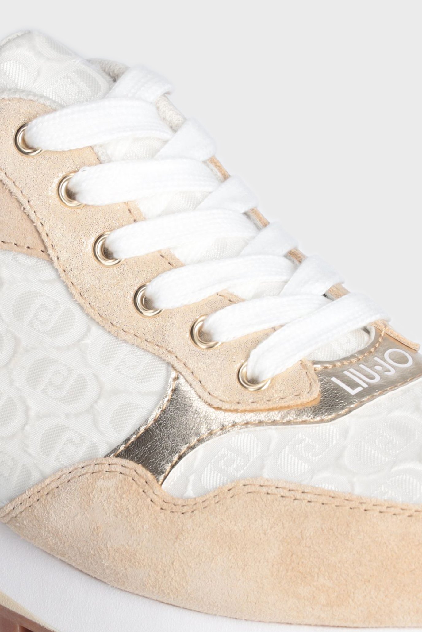 Кроссовки LIU JO WONDER 39 - SNEAKER COW SUEDE NYLON SHIN WHITE BEIGE 2