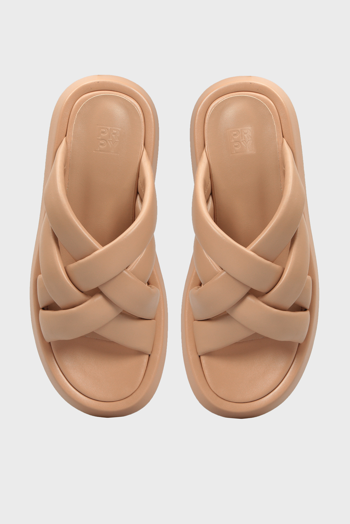 Женские бежевые кожаные слайдеры Campania 9