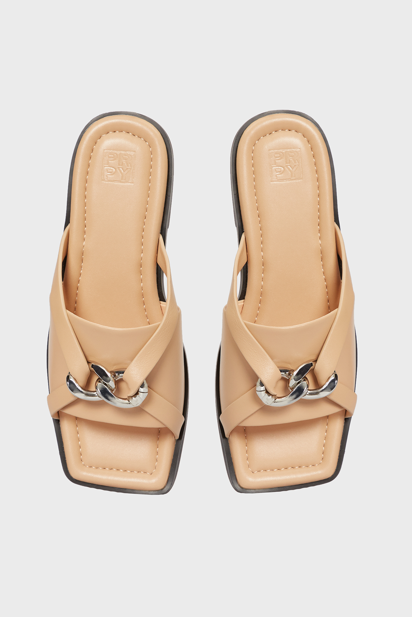 Женские бежевые кожаные слайдеры Nia 7