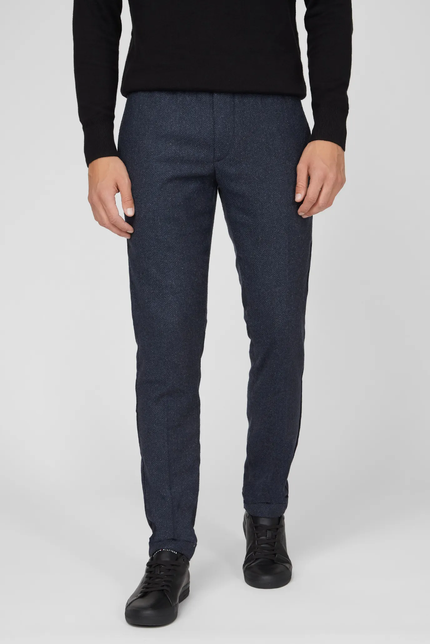 Мужские синие шерстяные брюки HMT HERRINGBONE PULL ON 5