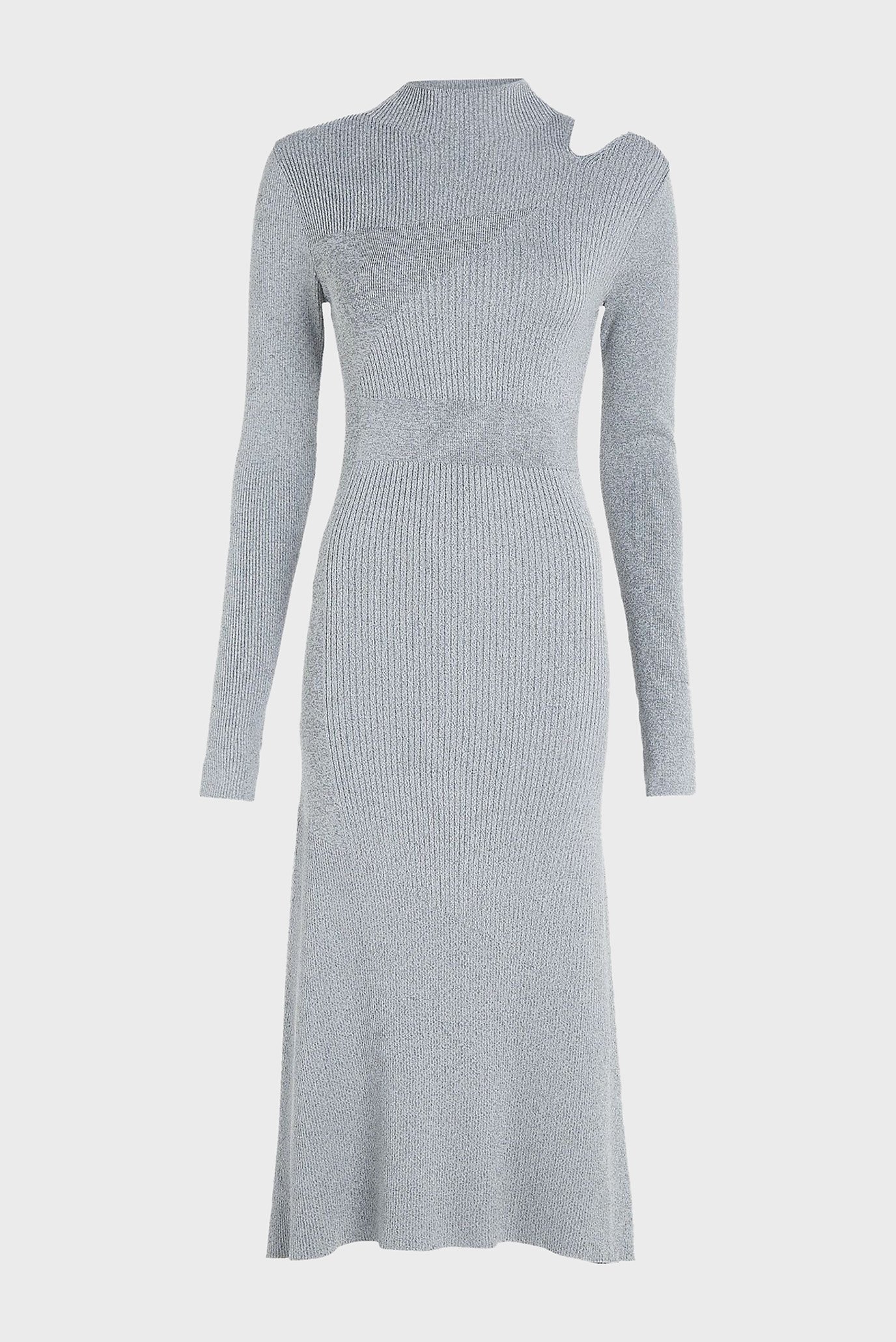 Женское серое платье MELANGE RIB CUT OUT KNIT DRESS 10