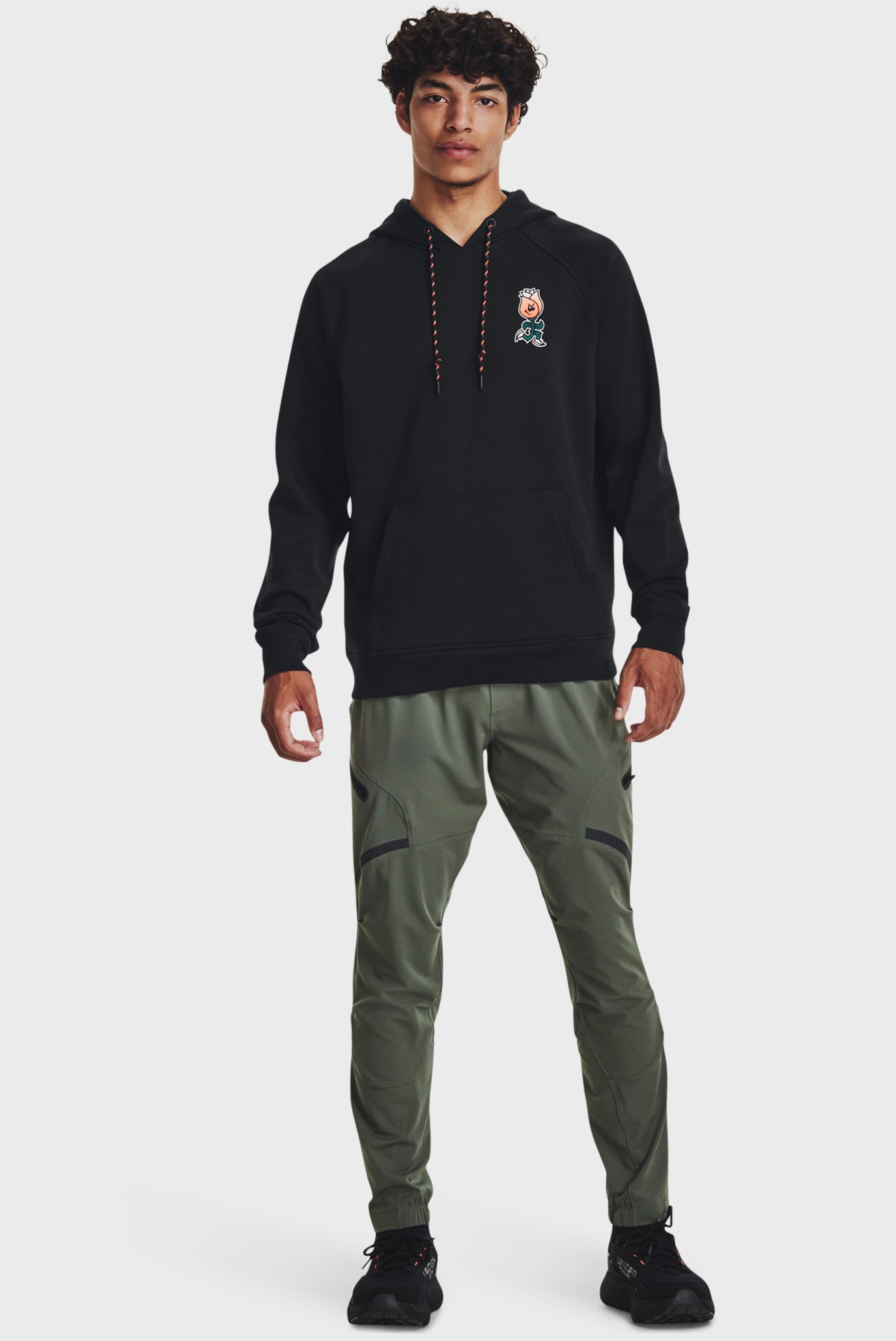 Мужское черное худи UA HW Terry Rose Hoodie 2