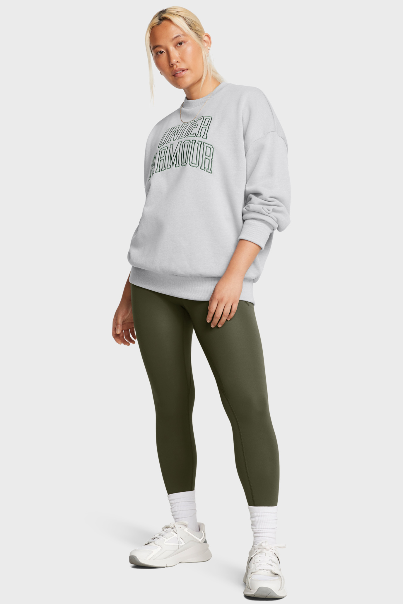 Женский серый свитшот UA Icon HWT Terry OS Crew 3