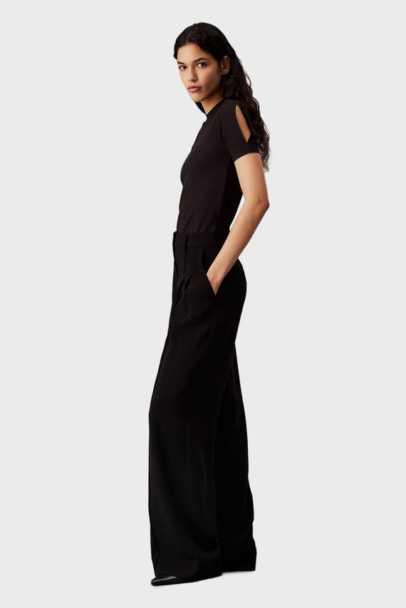 Женский черный топ MODAL RIB SLIT DETAIL