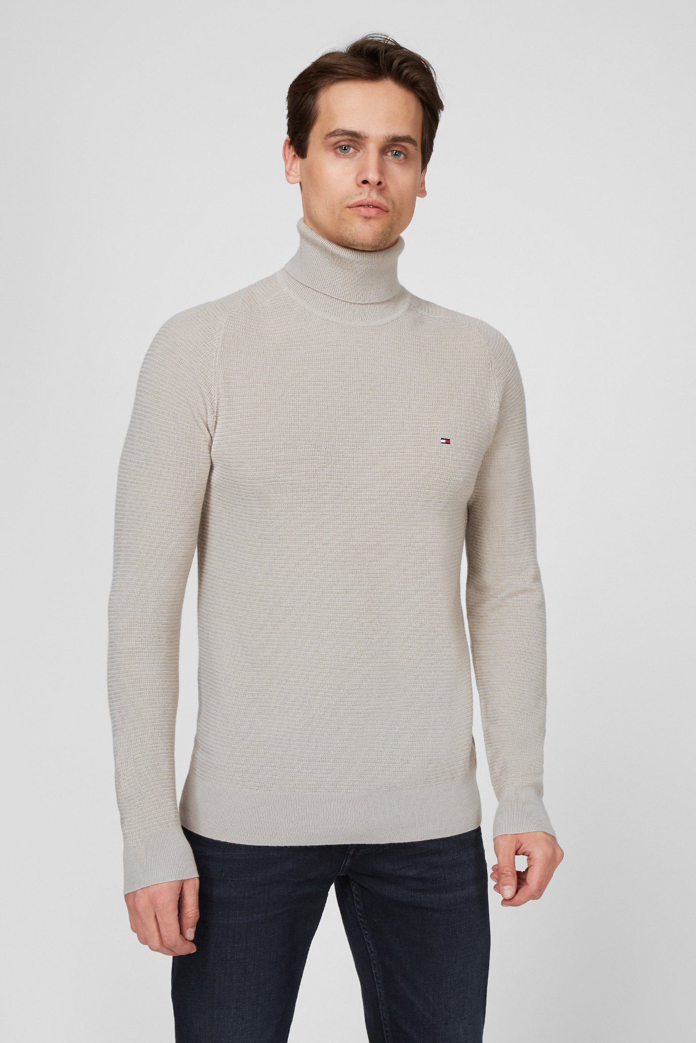 Мужской бежевый шерстяной гольф 6