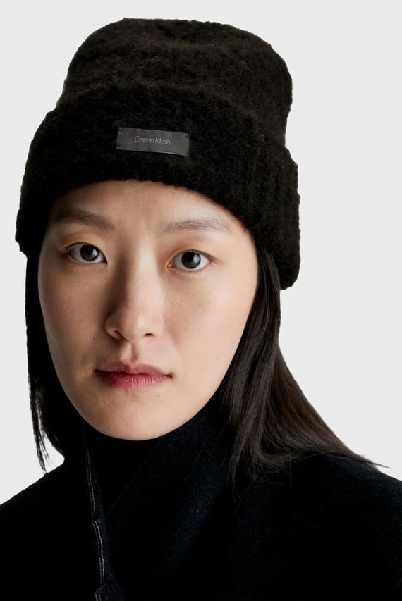 Шапка SATIN LABEL WOOL-BLEND BEANIE