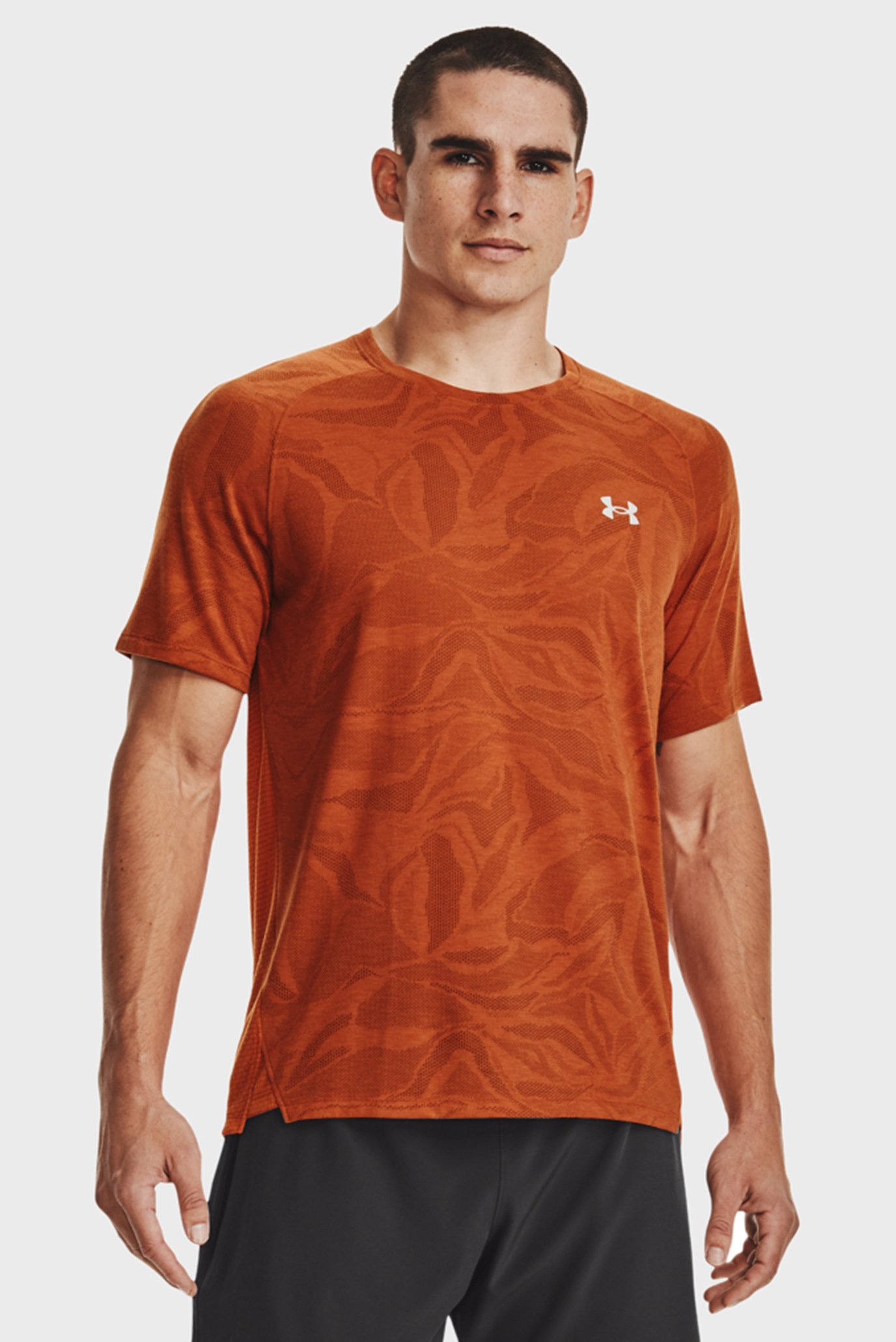 Мужская терракотовая футболка UA Streaker Jacquard Tee 1