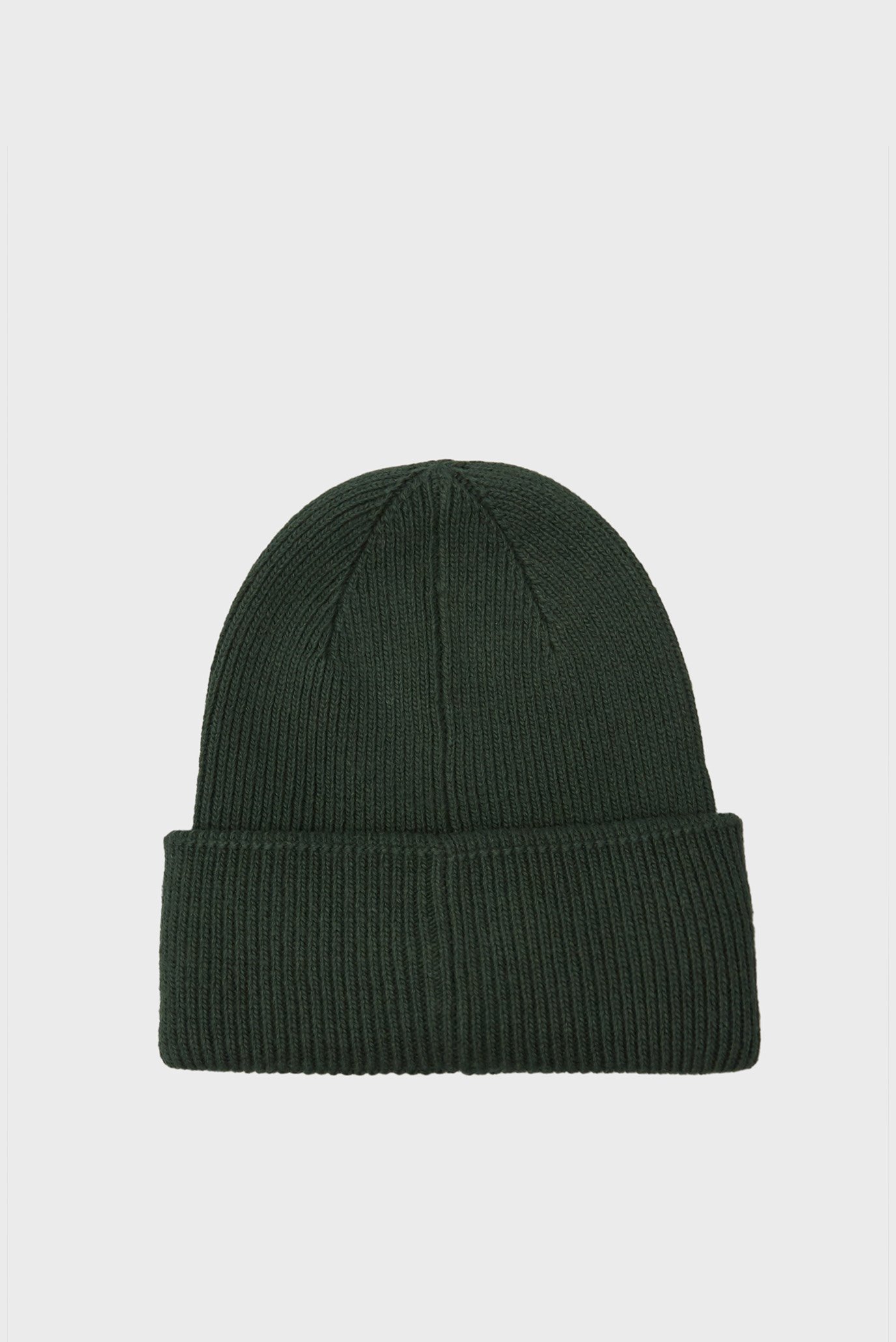 Мужская зеленая шапка COTTON WOOL FINE RIB BEANIE 3