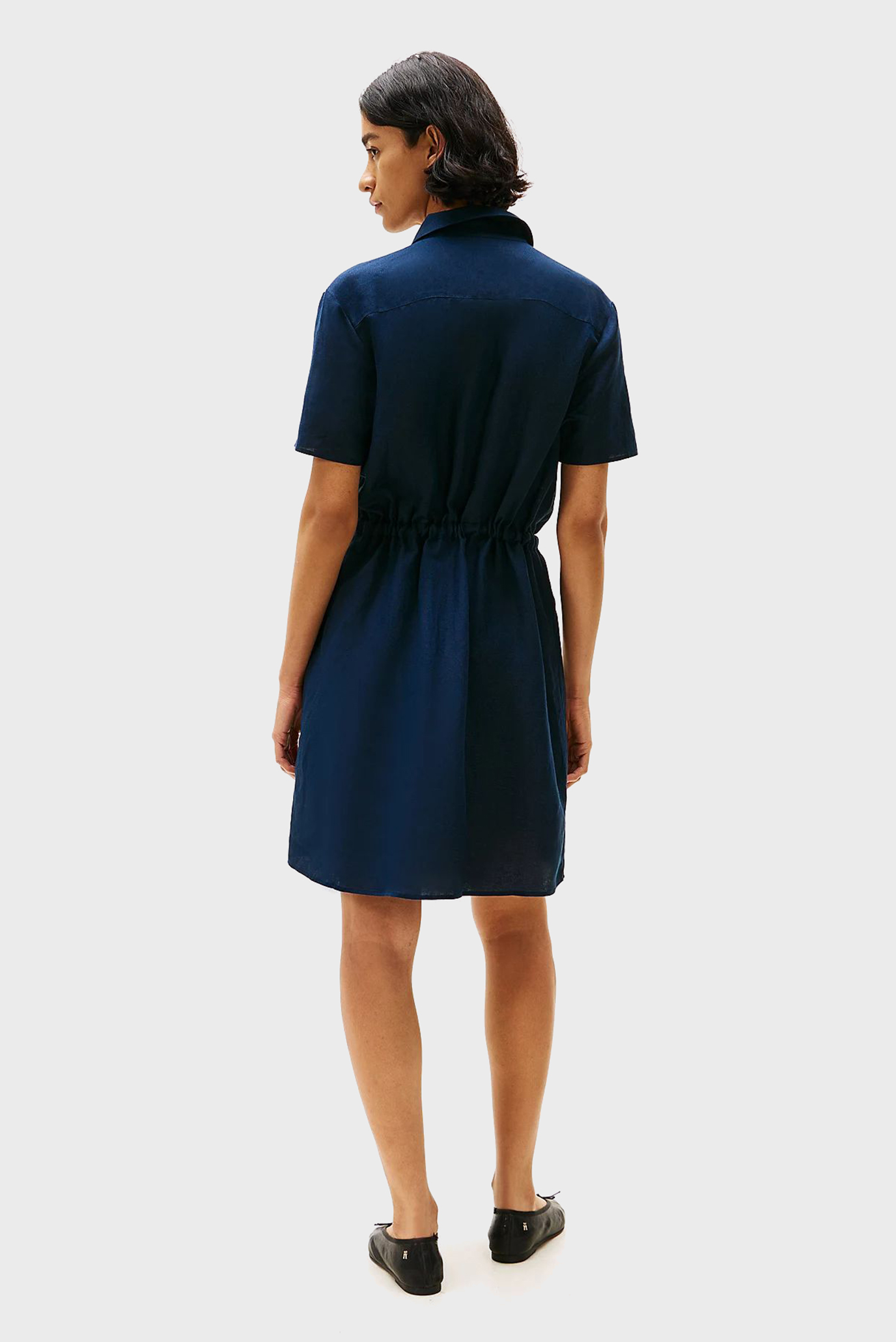 Женское темно-синее льяное платье TEXTURED 3