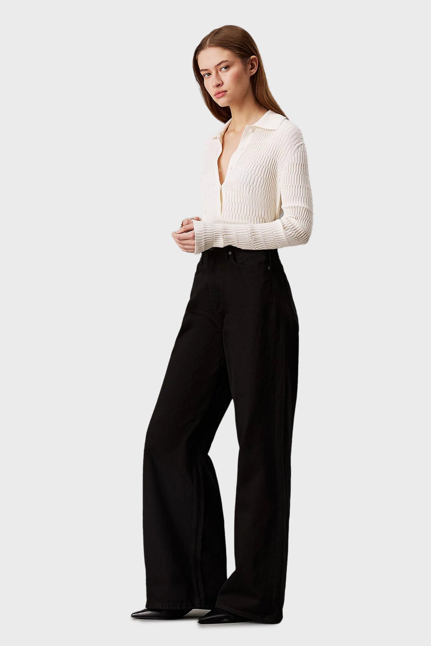 Женское белое поло VISCOSE BLEND TEXTURE 2