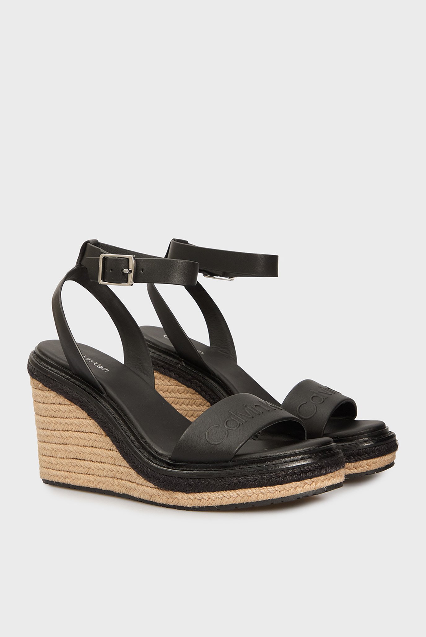 Женские черные кожаные босоножки WEDGE SANDAL 70 - HECalvin Klein Женские черные кожаные босоножки WEDGE SANDAL 70 - HE 3