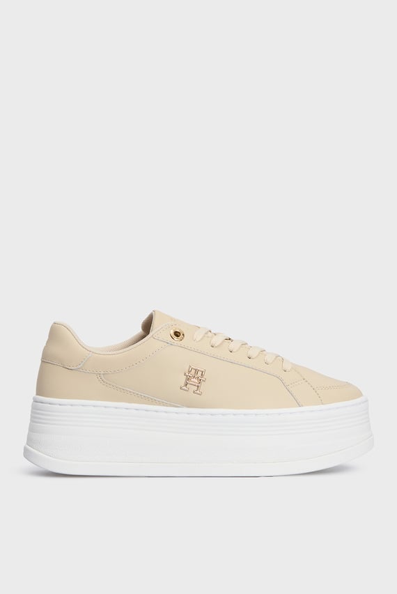 Женские бежевые сникерсы TH PLATFORM SNEAKER LTHR
