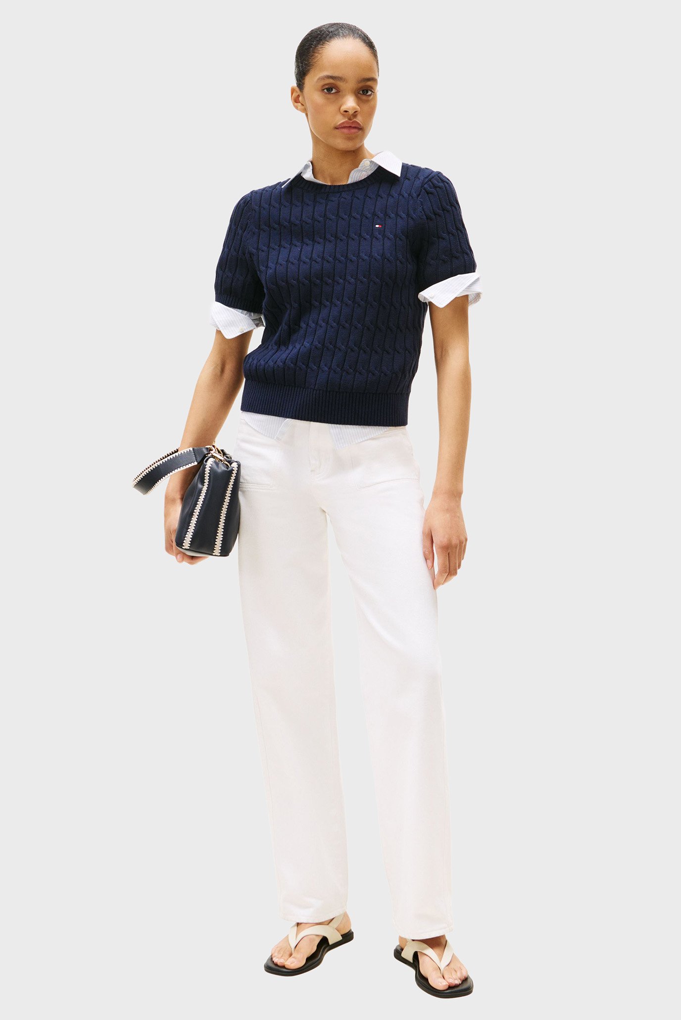 Свитер/CO CABLE MID GG S/S C-NK SWT 2