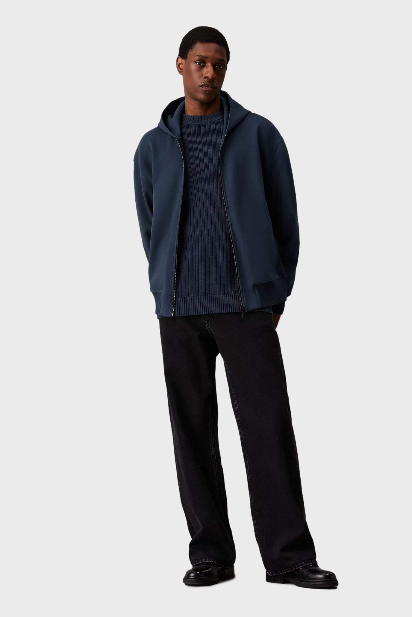 Мужское темно-синее худи INTERLOCK ZIP THROUGH 3