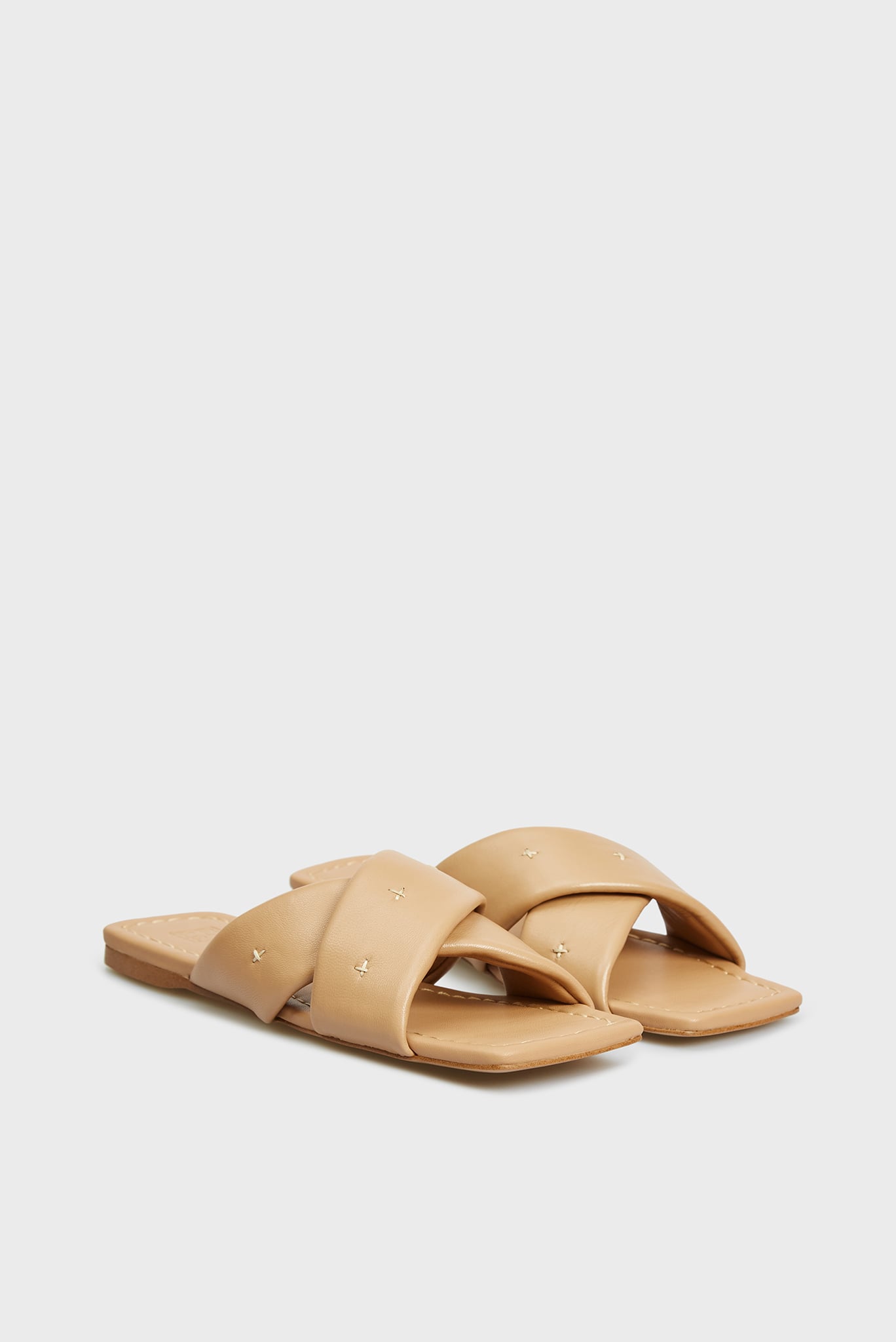 Женские бежевые кожаные слайдеры Agata 2