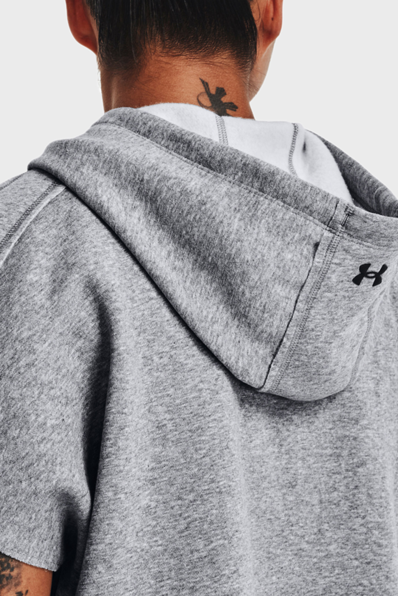 Женское серое худи UA Pjt Rock SS Fleece Hde 13