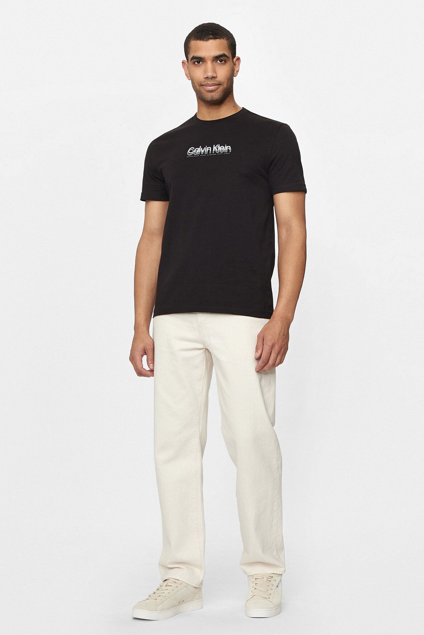 Calvin klein flock logo t shirt best sale