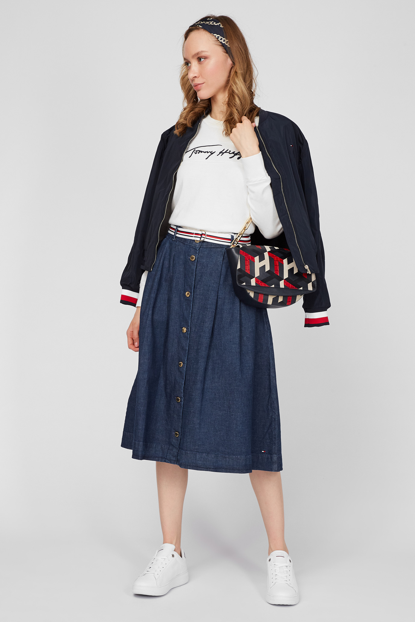 Женская синяя джинсовая юбка F&F HW TAM MIDI SKIRT 7