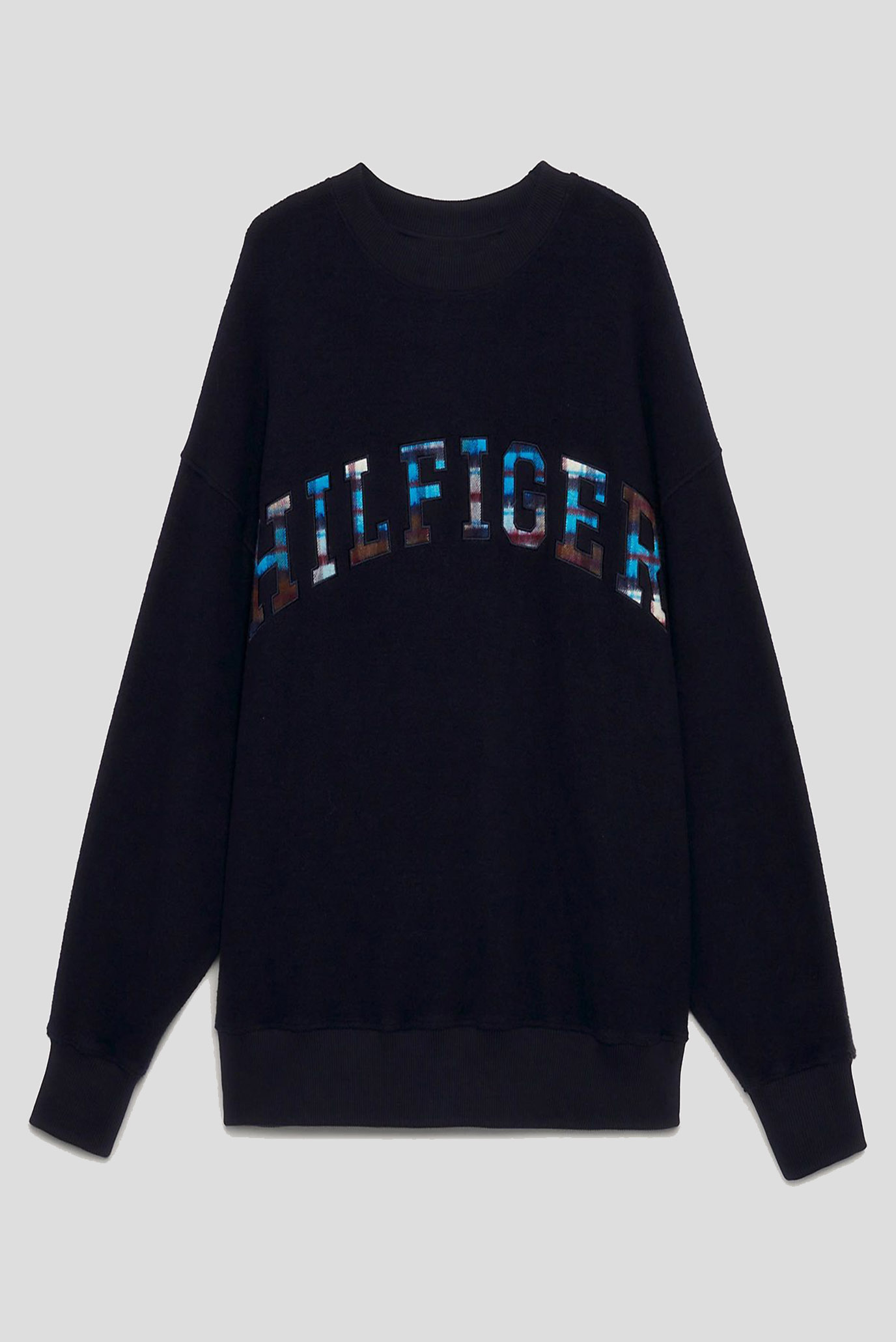 Мужской темно-синий свитшот THC TARTAN OVERSIZED CNECK 7