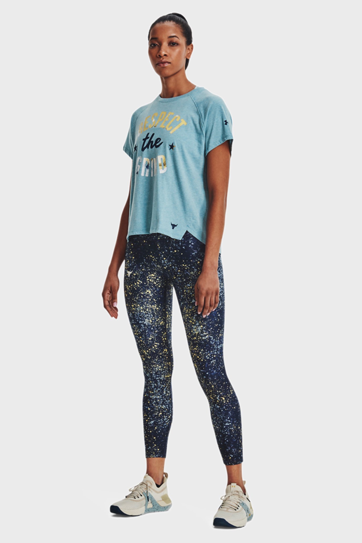 Женская голубая футболка UA Pjt Rock The Grind SS 8