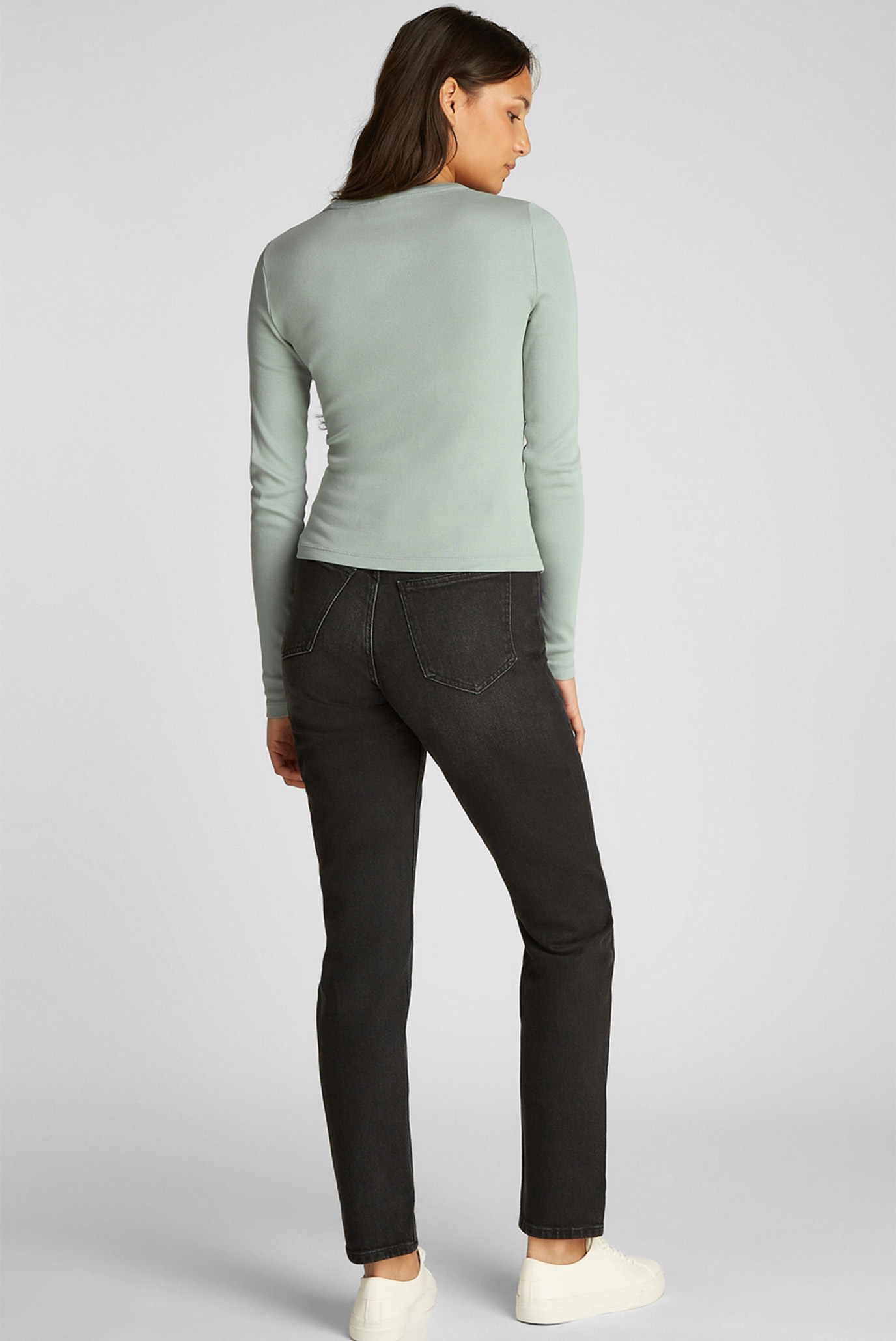 Женский мятный лонгслив WASHED LABEL RIB LONG SLEEVE 3